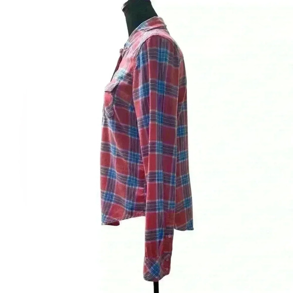 Hollister Long Sleeve Button Shirt Women's S Multicolor Plaid Print Pearl Snap - Picture 3 of 5